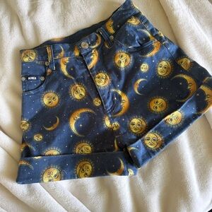 MINGA London Sun and Moon Celestial high waisted shorts